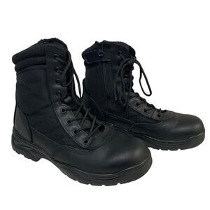 Nortiv 8 Mens Size 10.5 Black Boot Lace Up Round Toe Side Zip Outdoor Snow Boots